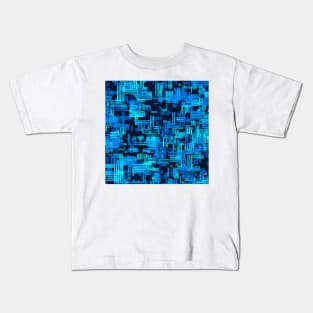 Random Crosshatch Pattern in Shades of Blue Kids T-Shirt